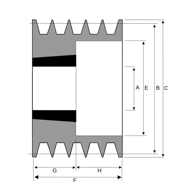 95X5SPA 95mm Pitch Diameter SPA Section Tapered Locking Bush Type Pulley with 5 Grooves (Bush not Incl.)
