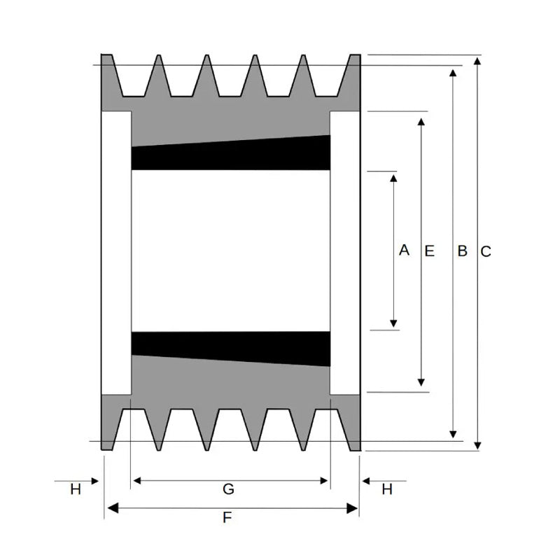 140X5SPA 140mm Pitch Diameter SPA Section Tapered Locking Bush Type Pulley with 5 Grooves (Bush not Incl.)