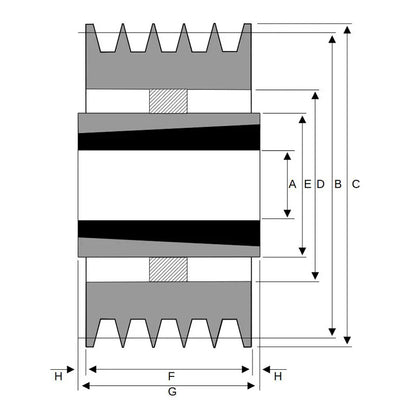 PowerDrive 280X5SPA 280mm Pitch Diameter SPA Section Tapered Locking Bush Type Pulley with 5 Grooves (Bush not Incl.) - Allow 2-3 Days