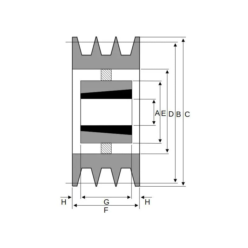 PowerDrive 1000X3SPB 1000mm Pitch Diameter SPB Section Tapered Locking Bush Type Pulley with 3 Grooves (Bush not Incl.) - Allow 2-3 Days