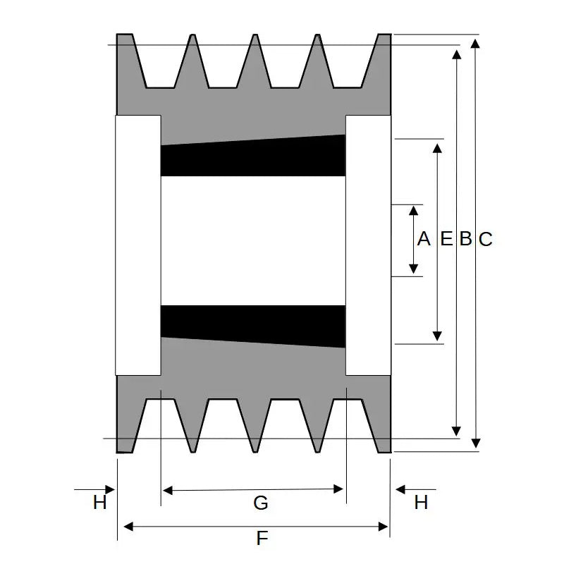 150X4SPB 150mm Pitch Diameter SPB Section Tapered Locking Bush Type Pulley with 4 Grooves (Bush not Incl.)
