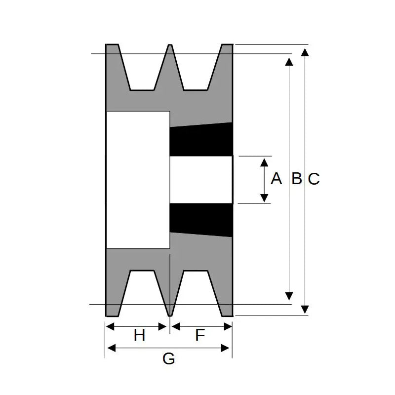 90X2SPZ 90mm Pitch Diameter SPZ Section Tapered Locking Bush Type Pulley with 2 Grooves (Bush not Incl.)