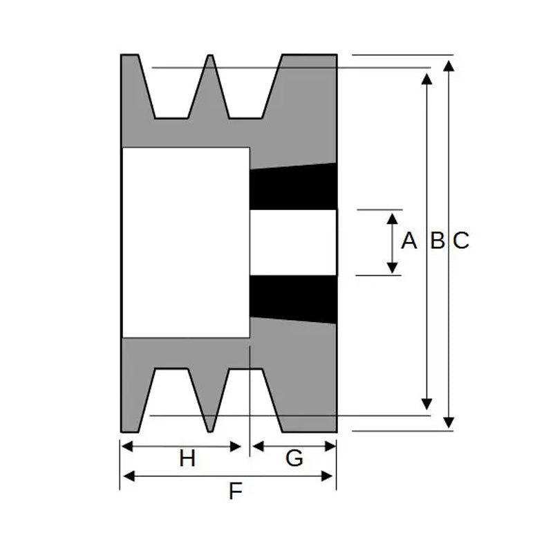 60X2SPZ 60mm Pitch Diameter SPZ Section Tapered Locking Bush Type Pulley with 2 Grooves (Bush not Incl.)