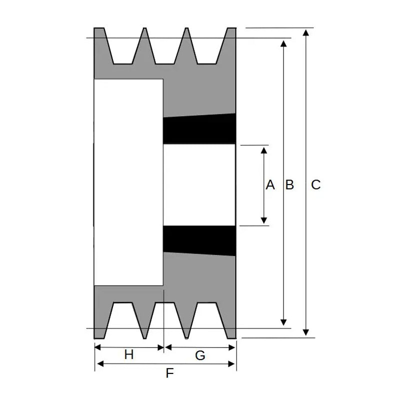 118X3SPZ 118mm Pitch Diameter SPZ Section Tapered Locking Bush Type Pulley with 3 Grooves (Bush not Incl.)