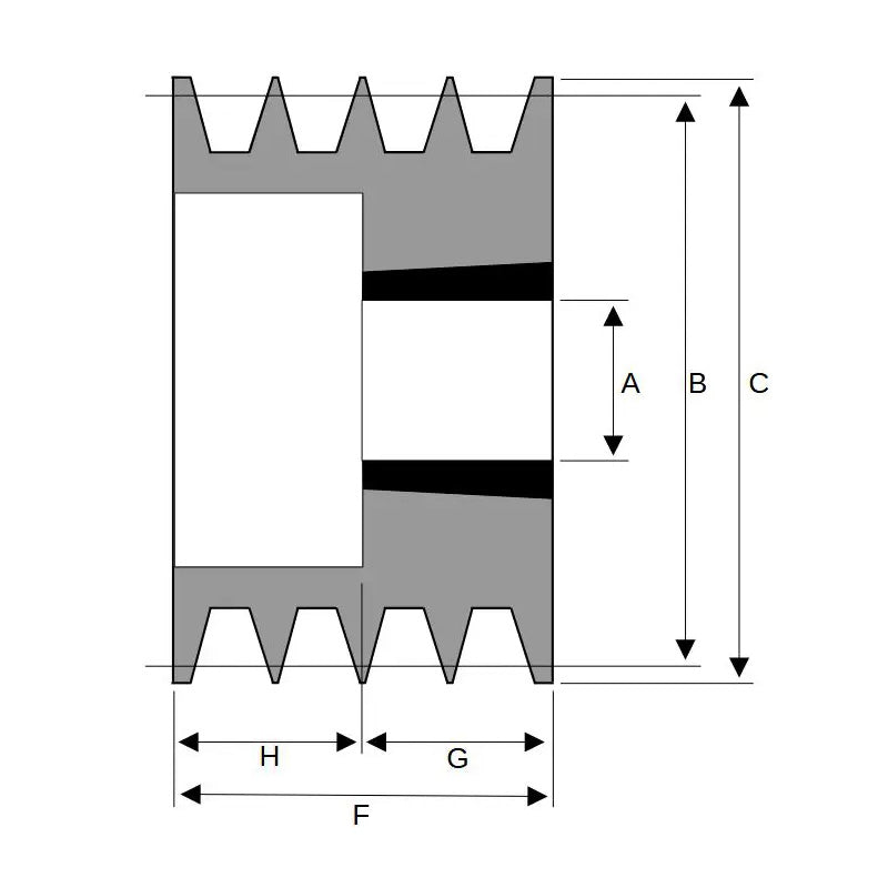 95X4SPZ 95mm Pitch Diameter SPZ Section Tapered Locking Bush Type Pulley with 4 Grooves (Bush not Incl.)