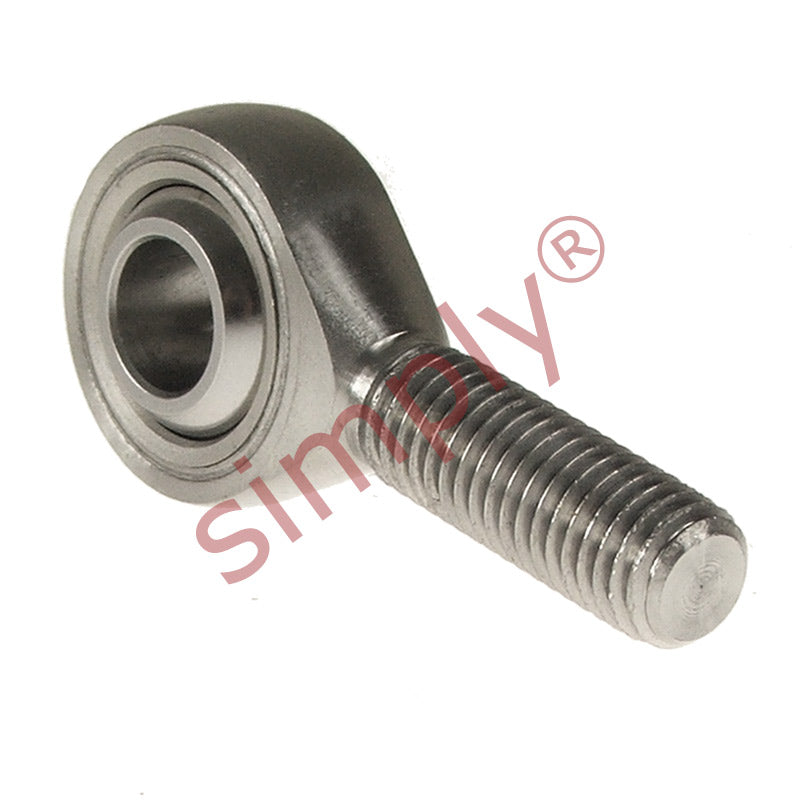 Budget SSPOS10L Left Hand Stainless Steel / PTFE Lined Plain Male Rod End 10mm Bore M10x1.5 Thread