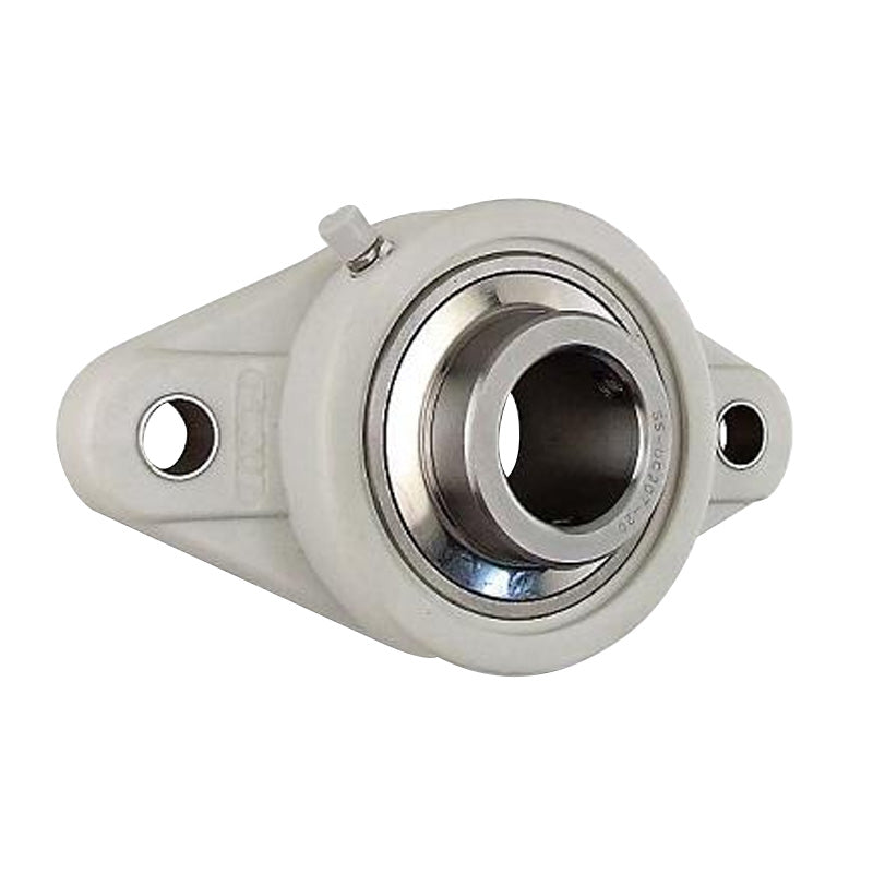 SUCFLPL205 Metric Thermo Plastic Two Bolt Oval Flange Housing with 25mm Bore Stainless Insert