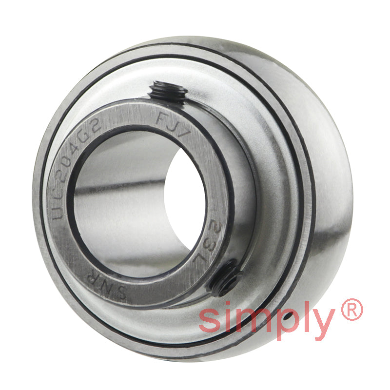 SNR US204G2 Metric Flatback Spherical Outer Bearing Insert 20mm Bore 47mm Outside Diameter with Grub Screws